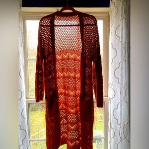 Orange knit duster